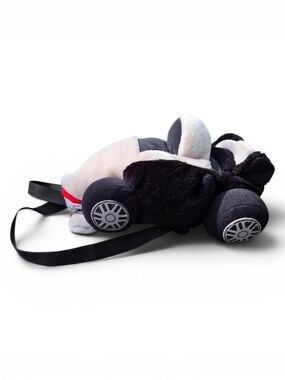Mercedes-Benz Plush Race Car Backpack Kids Stuffed Toy Bag Black White Red 15”